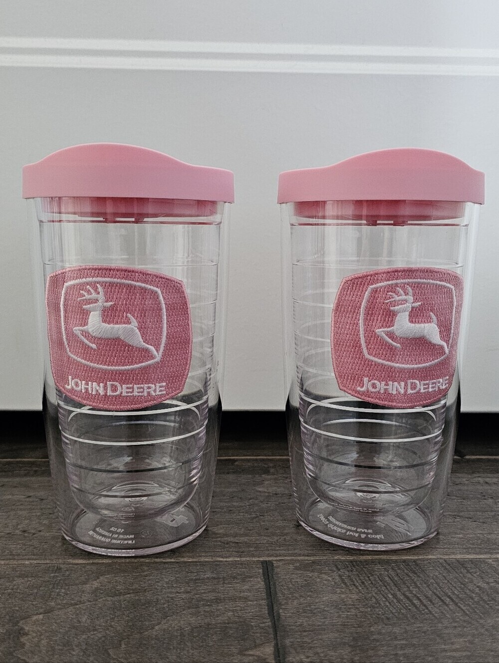 Vintage Pink & White John Deere Tervis Tumbler 24 oz - Qty 2